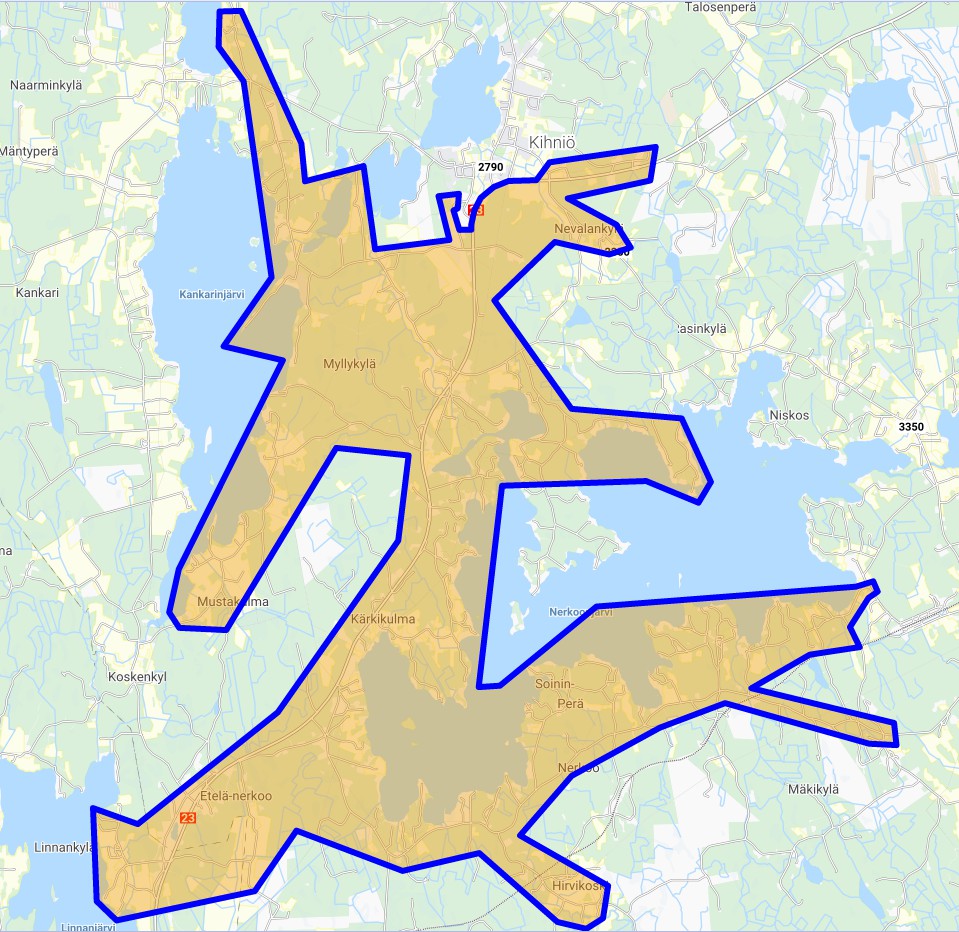 Etelä-Kihniön valokuituhanke kartalla