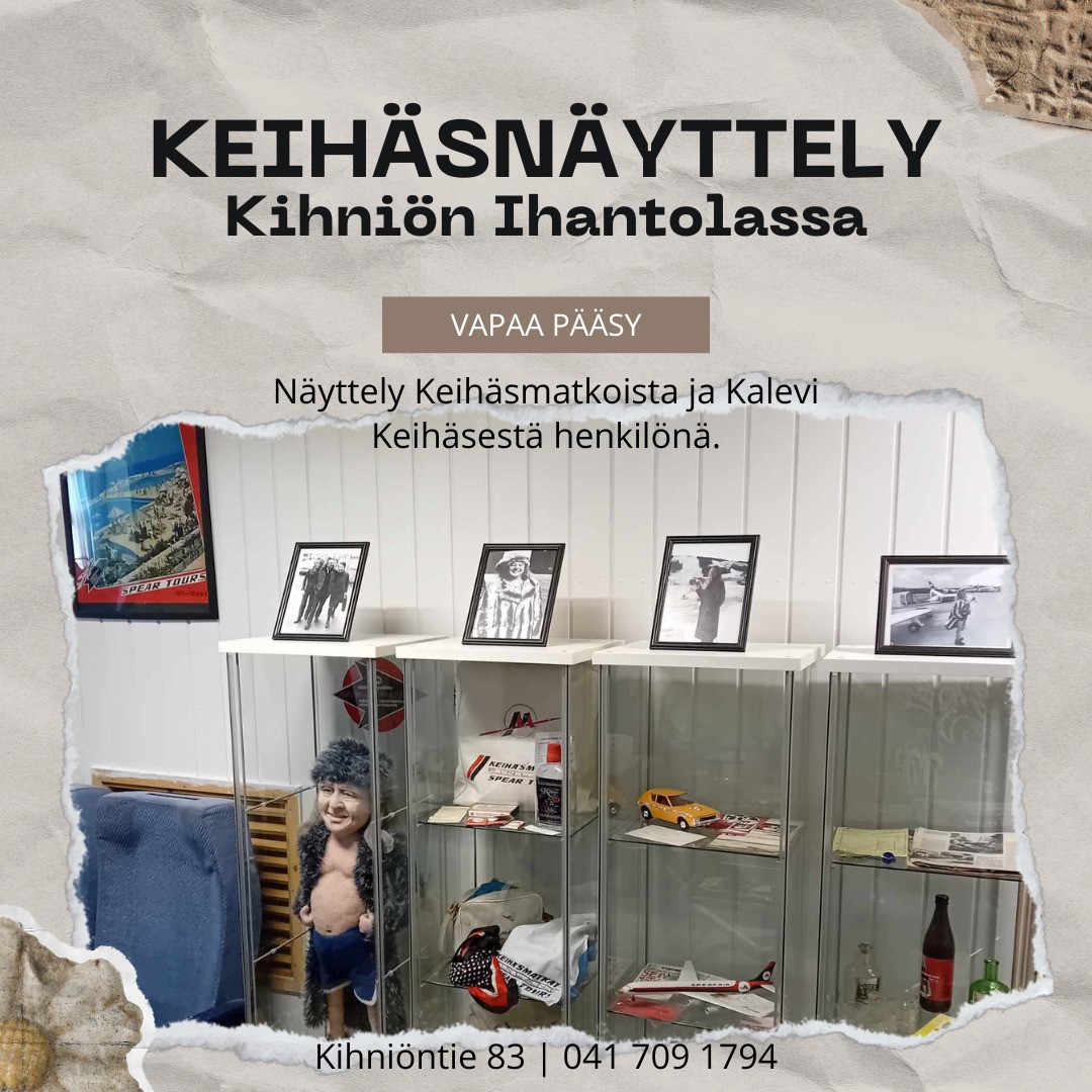Keihäsnäyttely Kihnion Ihantolassa – vapaa pääsy.